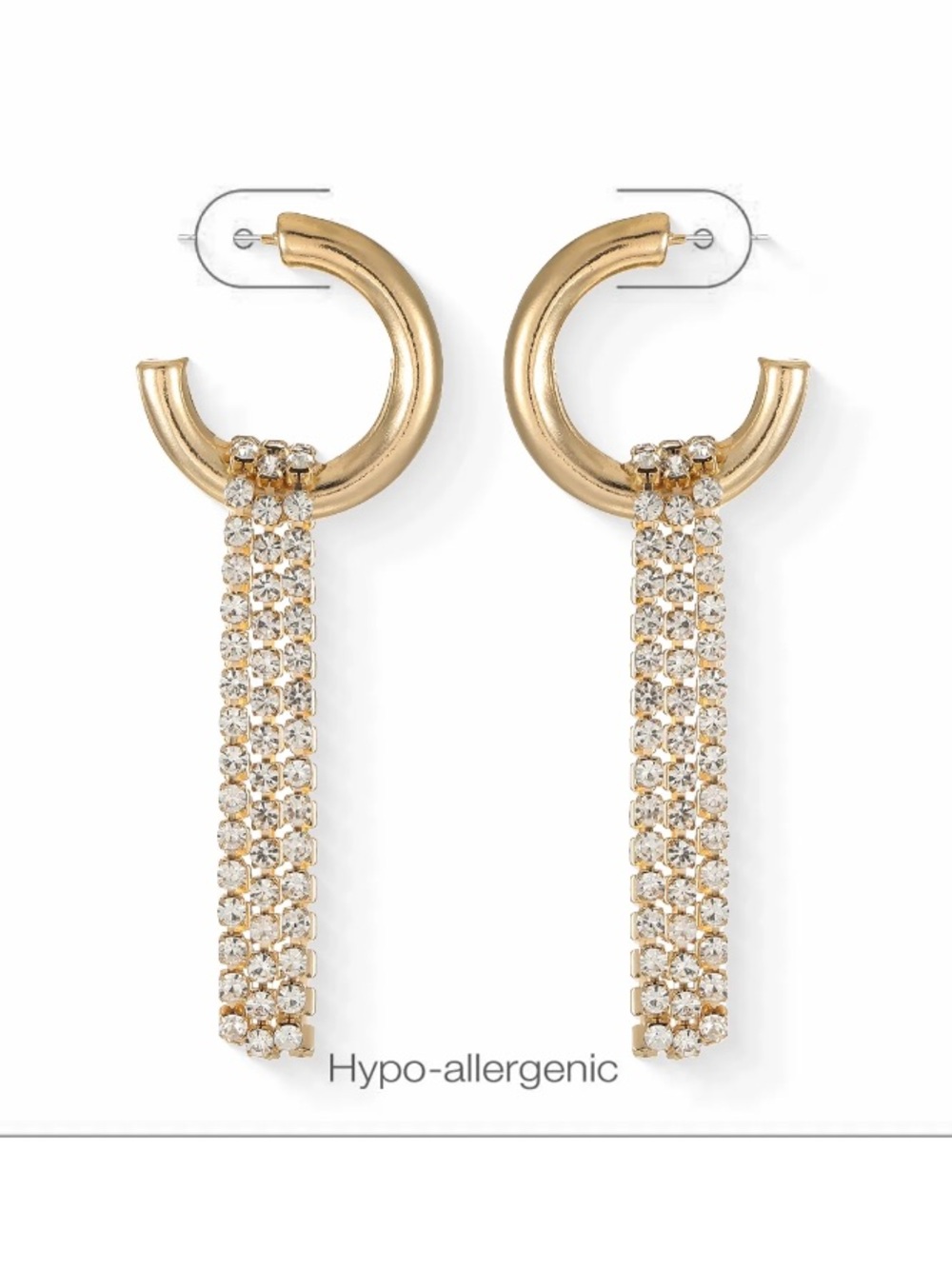 Crystal Hoop Draped Chain Earrings